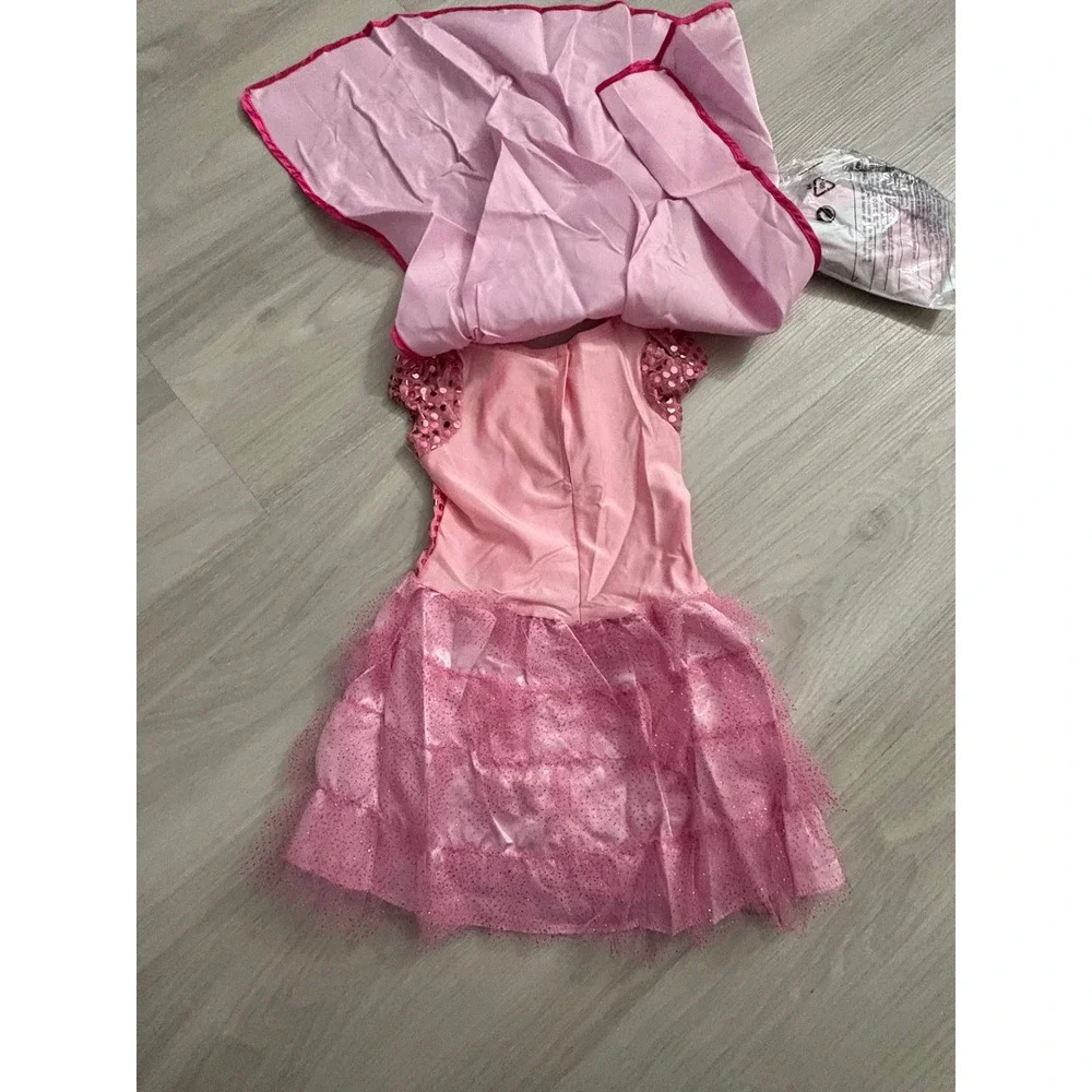 Supergirl Girl Kid Costume Pink Sequin Tutu Dress Rubies Cape Mask Size S 4-6